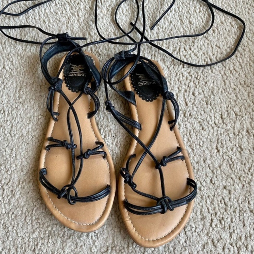 Shiekh black strappy flat sandals